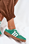Niskie Buty Sportowe Sneakersy Damskie Zamszowe Zielone Vinceza 79517