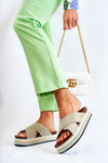 Women's Suede Slippers On The Platform Green Neriko