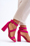 Women's Suede Heel Sandals Fuchsia Lanes