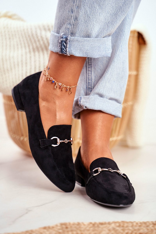 Women's Suede Moccasins Sergio Leone MK733 Black