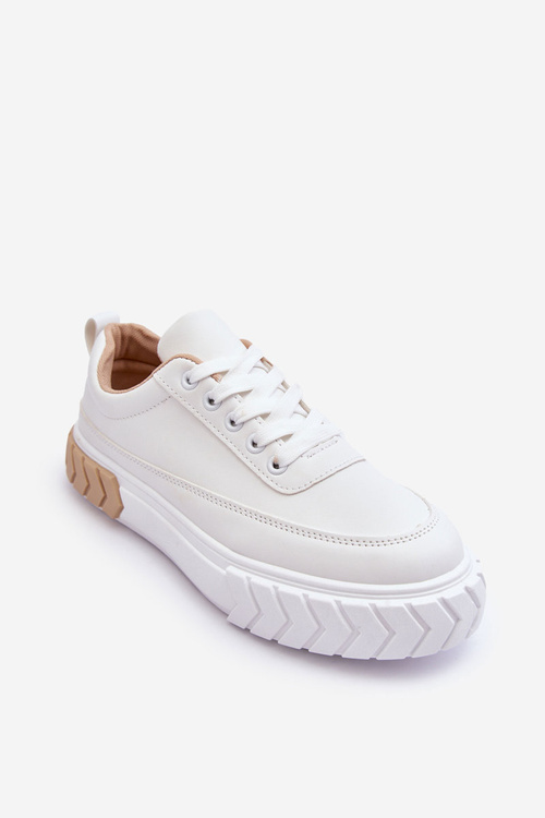 Classic Sport Shoes On Platform White-Beige Nannzie