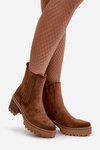 Women's Heeled Boots Made Of Eco Suede Insulated Brown Nevitas