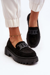 Women's Black Loafers With Chain Mevre