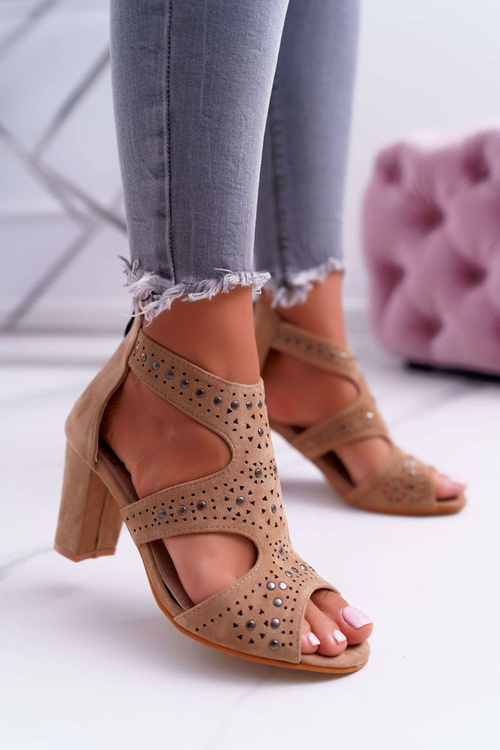 Lu Boo Beige Suede Stiletto Sandals