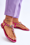 Women's Sandals Flip Flops With Stones Fuchsia Lenisa