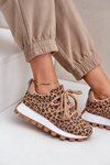 Sneakersy Buty Sportowe Damskie Eko Skórzane Panterka Brązowe Riadella