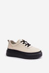 Damskie Buty Sportowe Platforma Skóra Naturalna 41470 Vinceza Beżowe