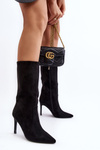 Women's Half-Calf Boots with Stiletto Heel Black Odetteia