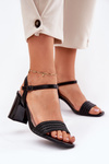 Womens Sandals On A Heel With Rhinestones And Weaving 62228 Black Vinceza