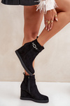Wedge Ankle Boots With Decorative Strap Black Kaiviana