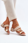 Women's Low Heel Beige Sandals Rosila