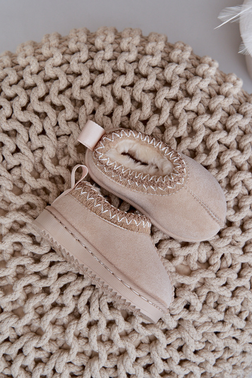 Botki Śniegowce Ocieplane Futerkiem Platforma Jasnobeżowe Vilabria