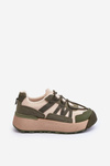 Women's Suede Sports Shoes on a Platform Beige-Green Rohan