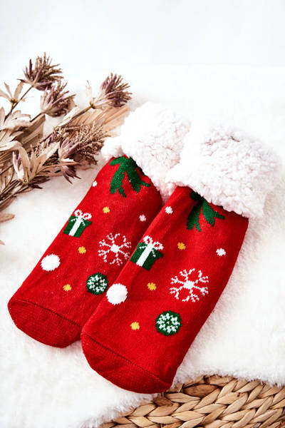 Christmas Long Socks Snowman Red