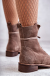 Lace-up suede boots With Decoration Nicole 2750 Brown