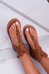 Lu Boo Camel Rhinestone Flip Flops Sandals