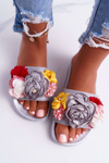 Women's Flip Flops With Flower Grey Della