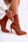 Women's High Boots With A Sock On A Heel Camel Luisell
