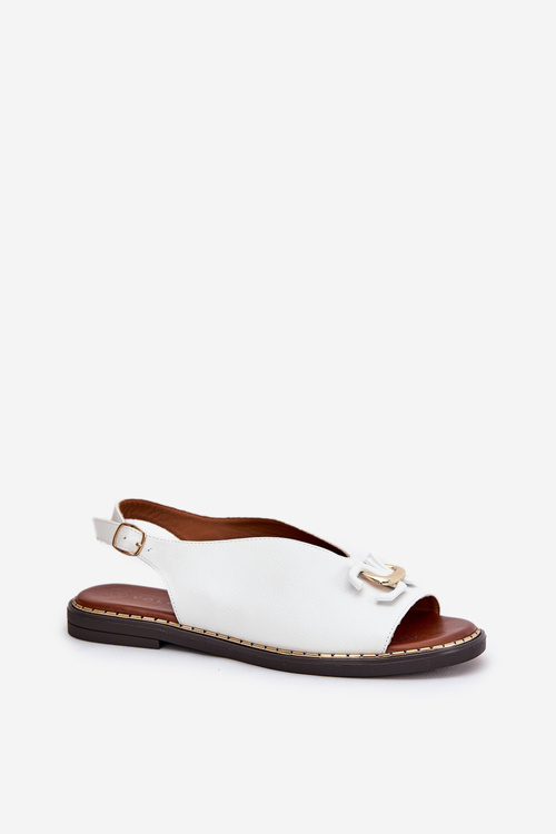 Flat Sandals With Decoration Eco Leather White Tillireta