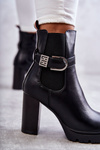 leather boots on a post with a decorative belt Black Maresol
