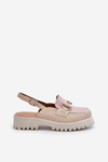 Women's Flat Heeled Sandals with Beige Ornament D&A MR38-656