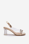 Sandały Eleganckie Na Słupku Ozdoby D&A MR38-444 Złote