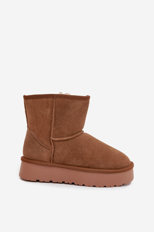 Women's Snow Boots Made of Natural Suede on Platform Camel Privine