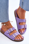 Women's Sandals On Cork Platform With Stripes Violet Doretta