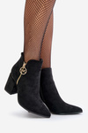 Women's Heeled Booties with Pointed Toes Eco Suede Black Raisha