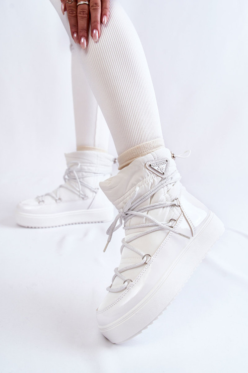 Women's Fashionable Lace-up Snow Boots White Carrios