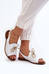 Sandały Płaskie Skóra Białe Zazoo 2898