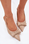 High Heel Shoes With Bow Beige Folesca