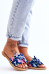 Women's Slippers With A Fabric Bow navy blue Blossom