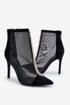 Fashionable Women's Stiletto Boots With Mesh Black Rummi