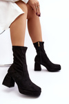 Women's ankle boots with chunky heel and platform black Adelles