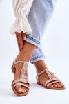 Women's Flat Suede Sandals Boho Beige Lucami