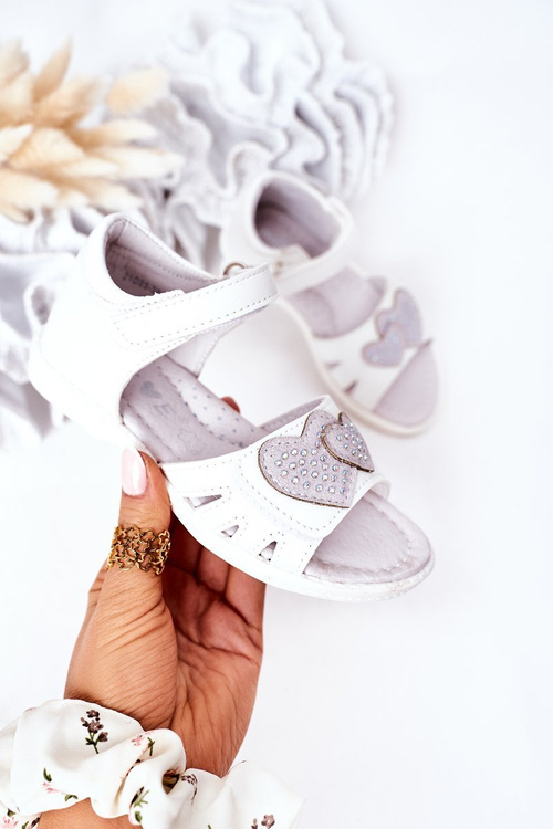 Child's Velcro Sandals White My Heart