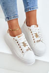 Eco Leather Sneakers With Embellishments White-Gold Enalirae