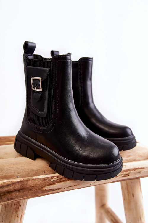 Girls' High Leather Boots Black Shelby