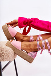 Suede Wedge Sandals Pink Livia