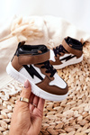 Children's Insulated High Sneakers White and Brown Bartnie