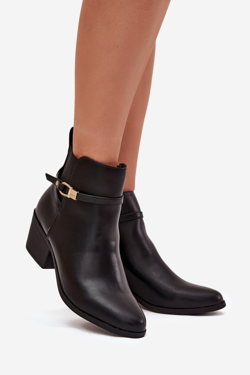 Women's Ankle Boots With Zip With Strap And Gold Detail Black Zelinae
