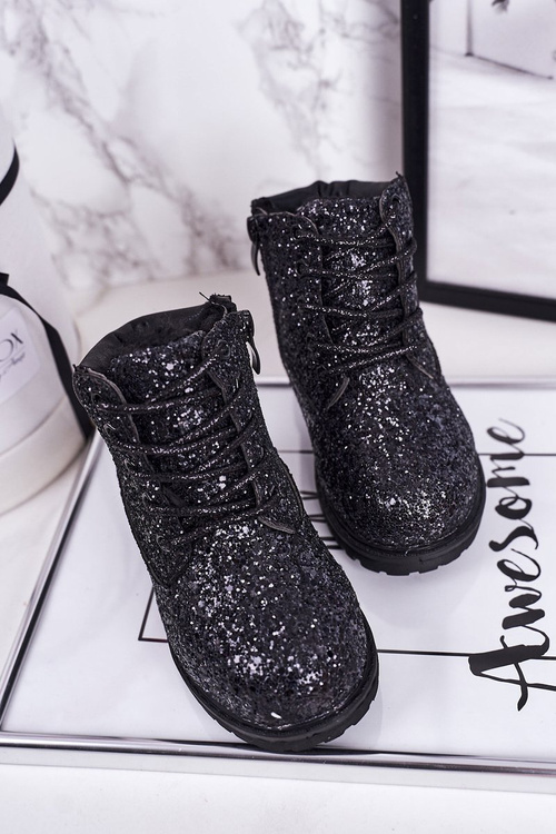 Children's Insulated Glitter Boots Black Mermaid