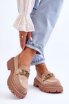 Women's Suede Platform Loafers Beige Larey