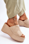 Women's Slippers On A Massive Platform Beige Martina