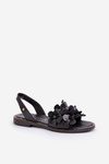 Leather Sandals On Flat Heel Zazoo 40425 Black