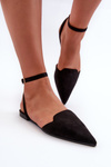Lace-up ballet flats in faux suede with pointed toes Black Ellesara
