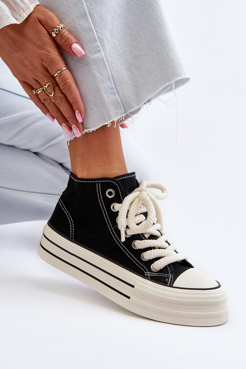 Women's Platform Sneakers Black Aineri