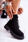 Women's Suede Boots Tied Black Vanita