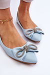 Elegant Ballerinas With A Bow Blue One Time